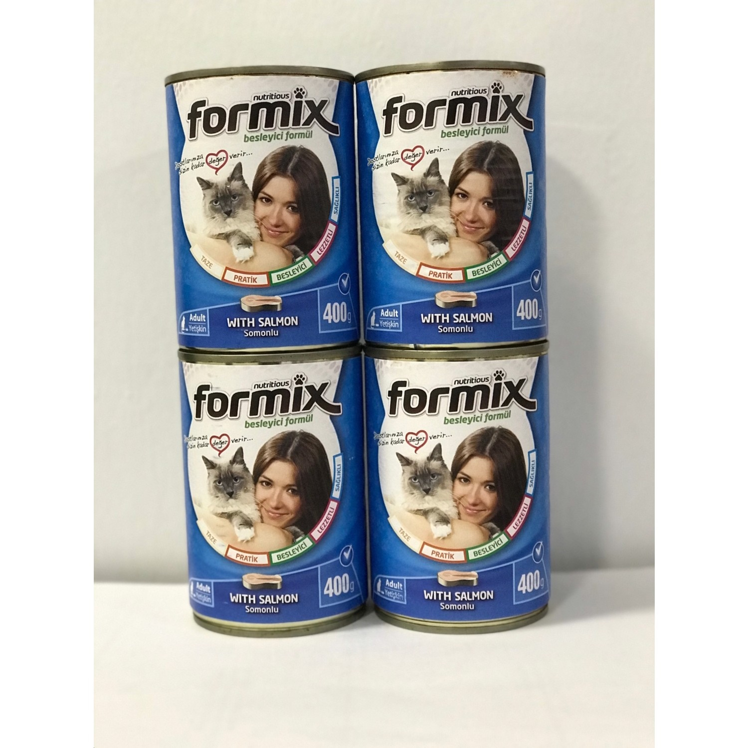 FORMİX%20Yetişkin%20Kedi%20Somonlu%20Konserve%20Maması%20400%20gr%20x%204