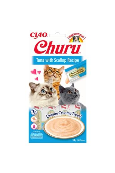 Ciao Churu Cream Ton Balıklı Ve Deniz Taraklı Kedi Ödül Kreması 4 X 14 Gr